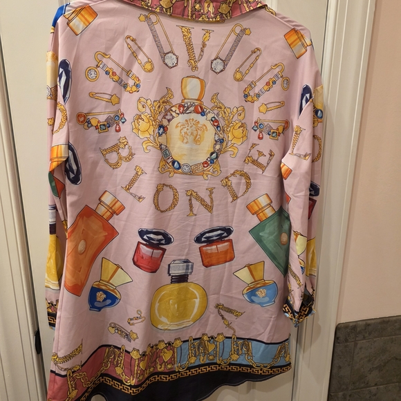 Colorful, All-Over Patterned Shirt Dress - Picture 3 of 3